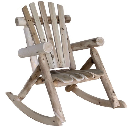 9. Lakeland Mills Cedar Log Rocking Chair