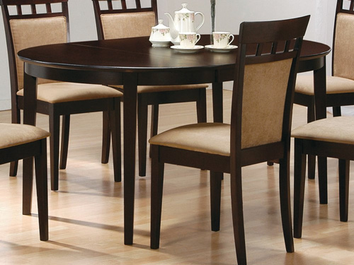 7. Coaster Contemporary Oval Dining Table, Cappuccino Finish