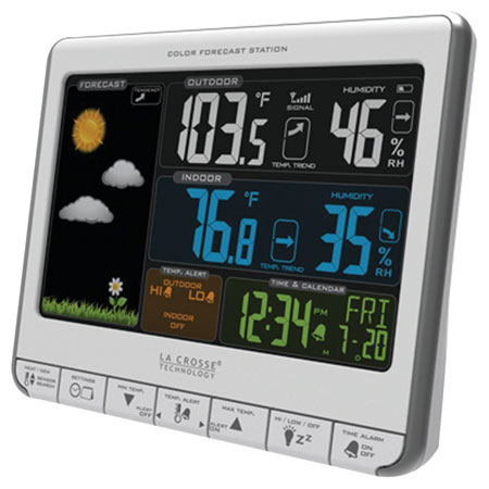 4.  La Crosse Technology 308-1412S Color LCD Wireless Weather Station With USB Charging Port and Customizable Temperature Alerts