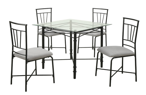 1. Dorel Asia 5-Piece Glass Top Metal Dining Set