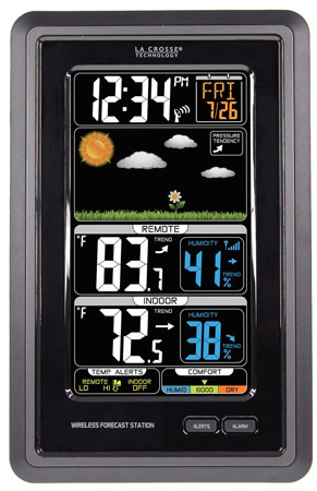 1. La Crosse Technology S889007 Vertical Wireless Color Forecast Station With Temperature Alerts, Top 15 Best Color Weather Station For Home