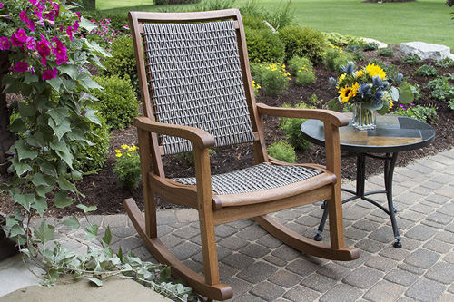 5. Outdoor Interiors Resin Wicker and Eucalyptus Rocking Chair