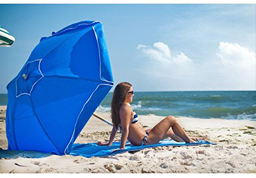 #4. UPF Wood Beach Umbrella